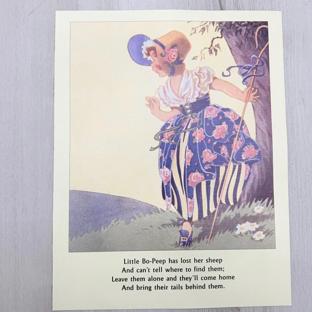 Nursery Rhyme Art Print 11x14 Little Bo Beep Cottagecore Kids Room